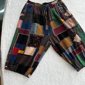 Shein Patchwork Print Wide Leg Lounge Pants Medium Boho